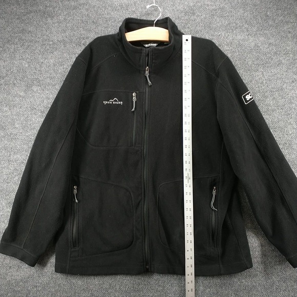 Eddie Bauer Men's EB230 Wind Resistant Full Zip Fleece Jacket Black XL Logo - Picture 13 of 15